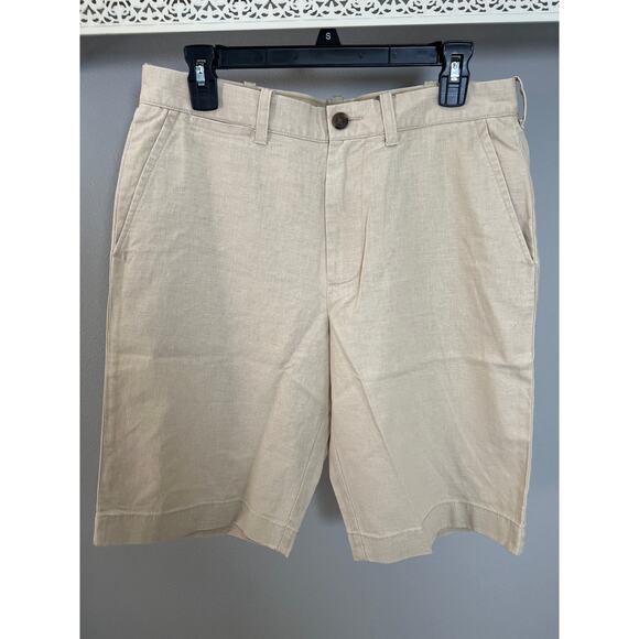 J Crew Linen Cotton Blend Club Short Almond W-32 Rise-11 Inseam 11 - Picture 1 of 5